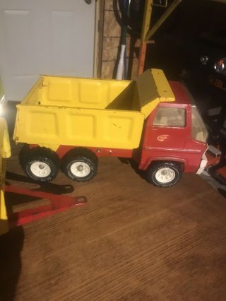 Tonka Red &yellow Dump Truck With Dump Trailer Turbine