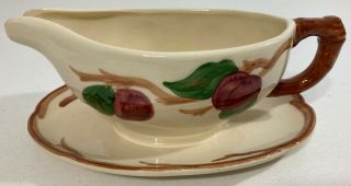 Vintage Franciscan Apple Pattern Gravy Boat With Attached Underplate Made In Usa