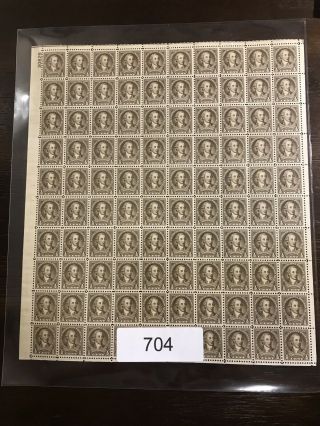 704 Us Sheet,  1/2 Cent Charles W.  Peale,  Olive Brown,  Nh