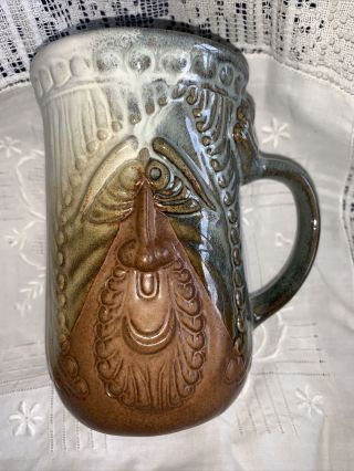 Vintage Pottery Craft Usa Coffee Mug Raised Face Beard Man Stoneware