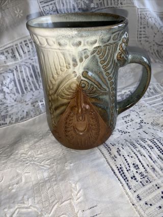 Vintage Pottery Craft USA Coffee Mug Raised Face BEARD Man Stoneware 2