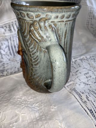 Vintage Pottery Craft USA Coffee Mug Raised Face BEARD Man Stoneware 3