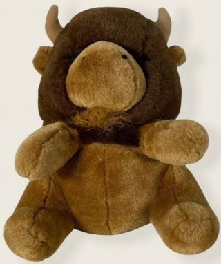 Vintage Wild Wonders Buffalo Bison Brown Soft Plush Stuffed Animal Toy