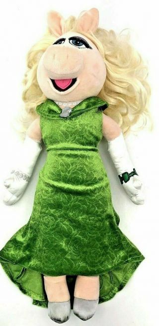 Disney Store Miss Piggy Muppets 20 " Plush Stuffed Doll Figure Green Dress