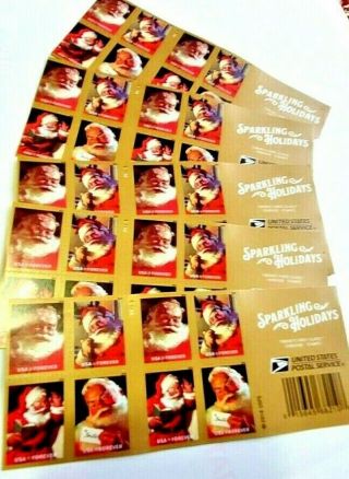 Christmas Santa Usps Forever 100 Stamps 5 Booklets Of 20 Sparkling Holidays 2018