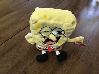 Ty Beanie Baby Spongebob Squarepants Thumbs Up Winking Eye Plush 2004