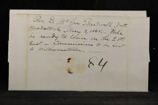 Connecticut: Woodstock 1845 Stampless Cover,  Crude Red Oval & Paid,  Windham Co 2