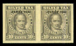 Rg64a Revenue Silver Tax 10c Crawford Imperf Pair Mnh $75,  See Photos Lot M - 536