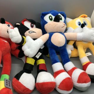 Set Of 4 Sonic The Hedgehog Plush Toy Knuckles Shadow Tails 12 " Inch Usa Stock