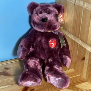 Ty 2000 Signature Bear 13 " Beanbag Plush Purple Beanie Buddy 1999 W/ Tag Protect