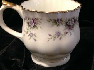 Elizabethan,  Staffordshire Fine Bone China White With Purple Flowers Tea Cup