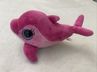 Ty Beanie Boos Surf The Dolphin Stuffed Pink W/ Glitter Eyes 6 " Plush
