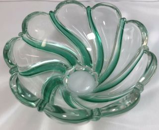Mikasa Germany Green/clear Peppermint Swirl Crystal Candy Dish 4 " 2 - 1/2” Base