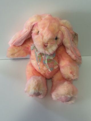 Easter Bunny Rabbit Stuffed Animal Plush Peach Pink 17” Dan Dee With Tags