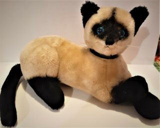Vintage 1973 Dakin Siamese Kitty Cat Stuffed Plush Toy Animal W/ Blue Eyes