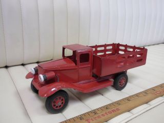 1930s Girard Stake Truck Pressed Steel Toy W/ Lights 10 "