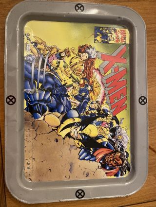 Vintage 1994 Marvel Comics X - Men Metal Tv Serving Dinner Lap Metal Tray.