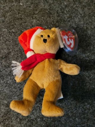 Ty Christmas Jingle Beanie 1997 Holiday Teddy Bear Plush Mwmt Stuffed Animal N5