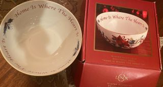 Lenox Winter Greetings Sentiment Bowl " Home Is Where The Heart Is " Cardinal
