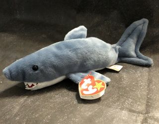 Rare Beanie Baby - 1996 - “crunch” The Shark.  Style “4130”.  P V C Pellets