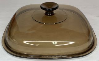 Vtg Pyrex Square A12c Amber Brown Glass Corning Ware 10” Lid