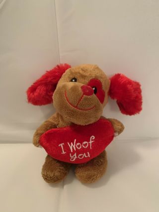 Dan Dee Dog Plush Stuffed Animal 6 " I Woof You With Heart Red Ears Heart Eye Toy