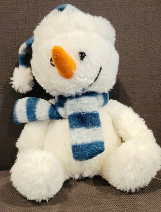 Dan Dee Collector’s Choice Snowman Plush Toy White Blue Scarf/hat Approx 11 "