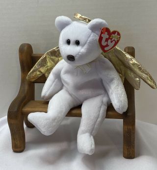 Ty Beanie Baby Halo Ii The Bear With Tag Retired Dob: January 14th,  2000