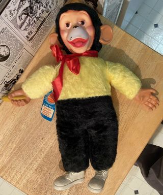 Vintage My Toy Rubber Face Zippy The Monkey Plush Doll / Toy - 16 Inches W/ Tag