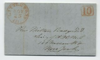 1848 Little Fort Il Red Cds And Boxed 10 Rate To York Stampless [5806.  637]