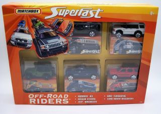 “matchbox” Superfast Off - Road Riders Gift Set W/ Land Rover Jeep Mib