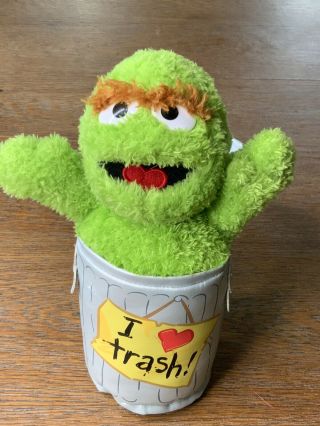 Sesame Street Live Plush Oscar The Grouch Stuffed Animal I Love Trash Can