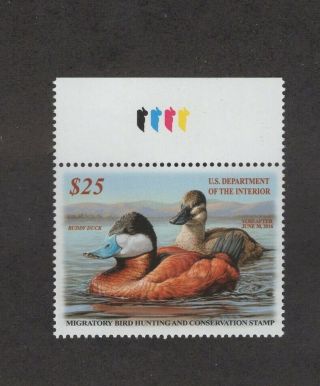 Rw82 Federal Duck Stamp.  Top Color Bar Single.  Mnh.  Og 02 Rw82tcb