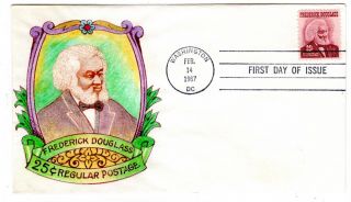 1290 Frederick Douglas 1967 Fdc Ralph Dyer Hand - Painted Prominent American