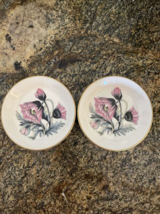 Two Royal Worcester Fine Bone China Floral Trinket Dish Coasters