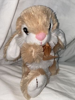 Dan Dee Soft Stuffed Plush Bunny Rabbit Toy 7 " Pink Nose Tan White Dandee