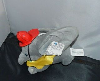 Just Play Disney Dumbo Firefighter Elephant Plush Stuffed Animal Toy 8” Gray