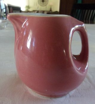 Vintage Miniature Hall Pottery 3 " Pitcher / Creamer Pink / White Vgc