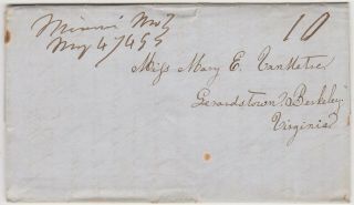 1849 Miami Mo Stampless Folded Letter To Gerrardstown Va - Cal Gold Rush Content