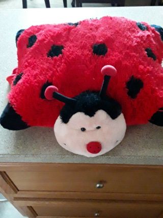 Pillow Pets Ladybug Plush Stuffed Animal Fuzzy Red & Black Huggable Pillow 18 "