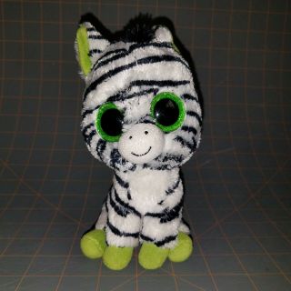 Ty Beanie Boos Zig Zag Zebra 6 " Stuffed Plush Green Glitter Eyes Retired No Tag