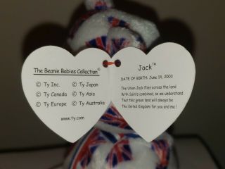Ty Beanie Baby - JACK the Union Jack Flag Bear (8.  5 Inch) with TAGS 3