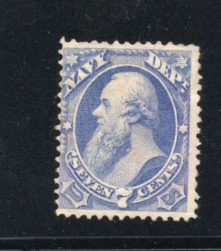 1873 Us Official Stamp Cv$250 Sc O39 Navy Dept 7c Stanton Bob Id 656
