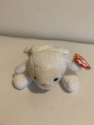 Vintage Ty Fleece The Lamb Beanie Babies Retired 12/31/98 With Tags