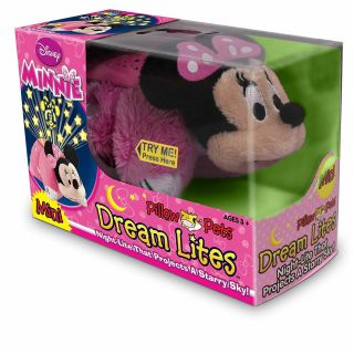 Minnie Mouse Mini Pillow Pets Dream Lites W/ Hanging Clip - Without Batt