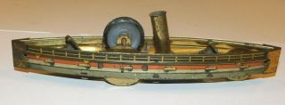 Vintage German Tin Friction Dreadnaught Battleship Toy Ship