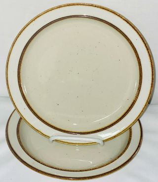 2 Sango Rainbow Stoneware Capri Brown Stripes 7 1/4 " Dessert Plates
