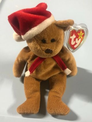 Beanie Baby Bear Ty 1997 " Teddy " Pvc Pellets And Brown Nose