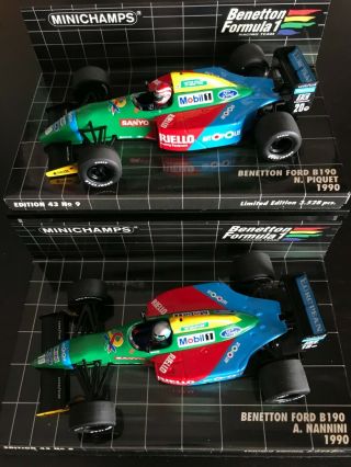A Nannini & N Piquet Benetton Ford F1 Team B190 Minichamps 1990 Set
