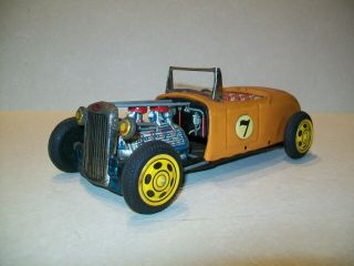 Vintage Tin Litho Friction Bandai 1932 Hot Rod Ford Car No.  B - 306 - Japan